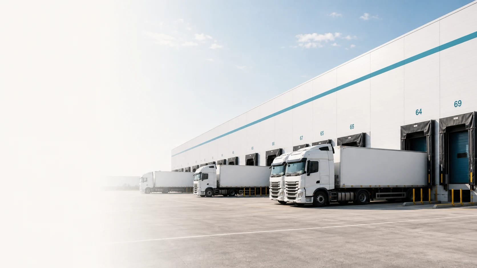 Entrepôt logistique moderne avec camions aux quais de chargement
