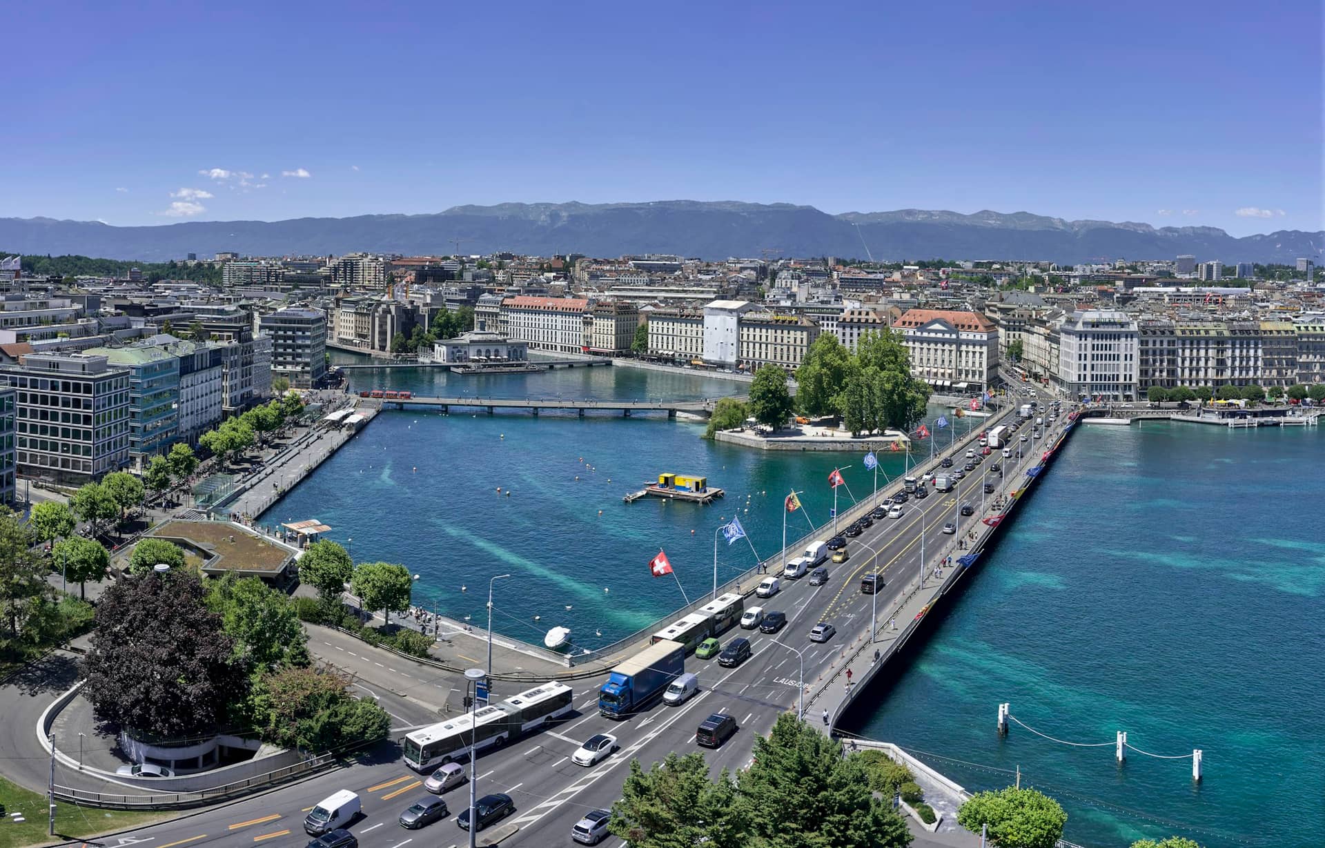 Vue aérienne de Genève et du lac Léman