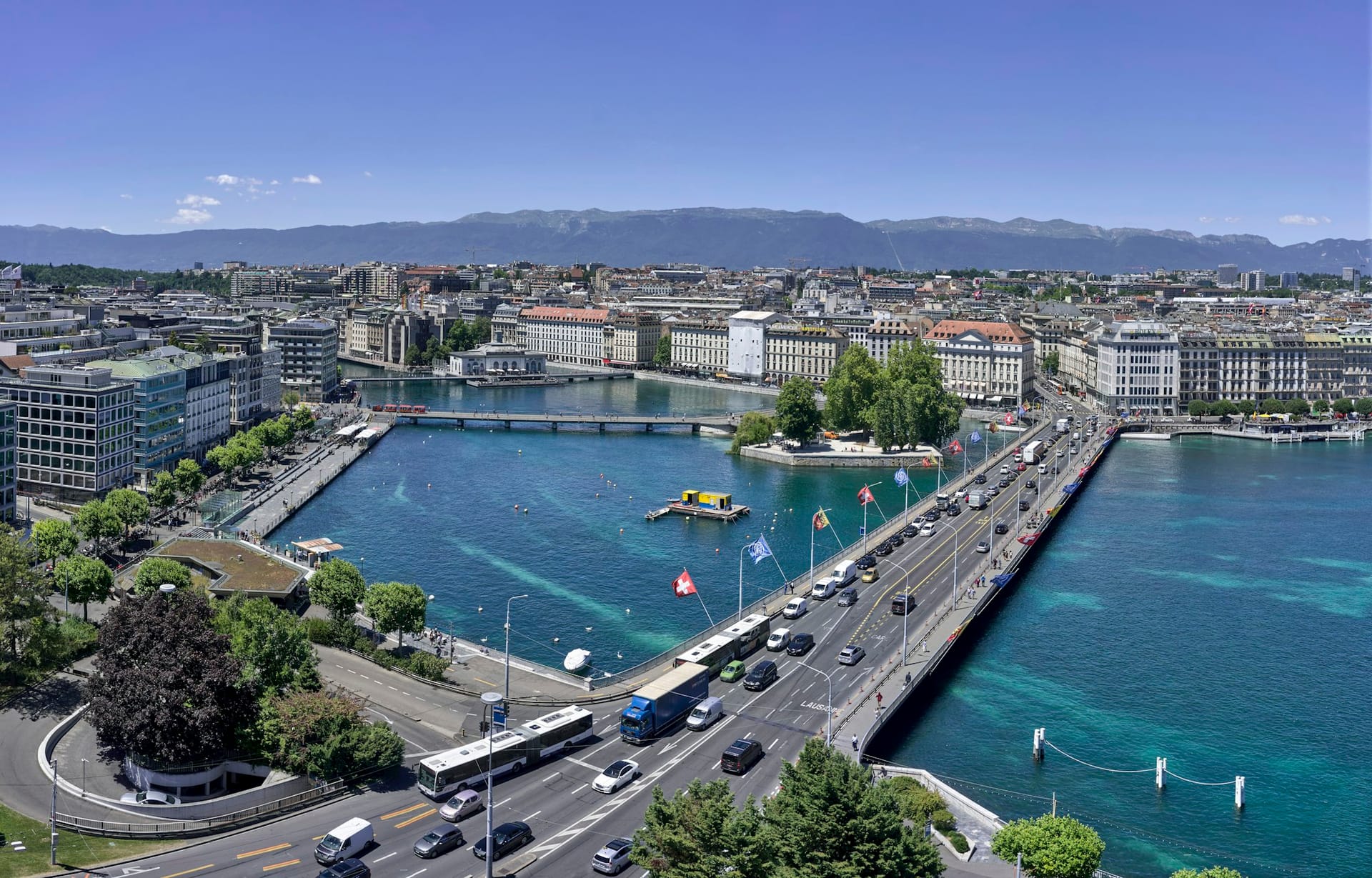 Vue aérienne de Genève et du lac Léman